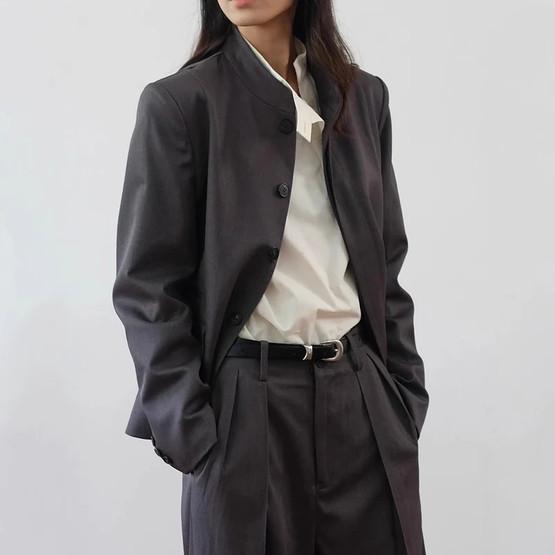 Damen Modische Kurzjacke mit Stehkragen Nord Taschen