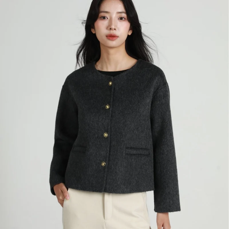 Damen Modische Kurzjacke mit Knopfleiste Nord Taschen