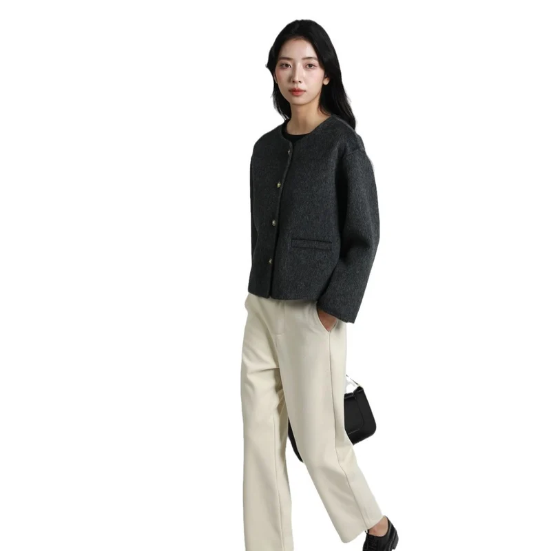 Damen Modische Kurzjacke mit Knopfleiste Nord Taschen