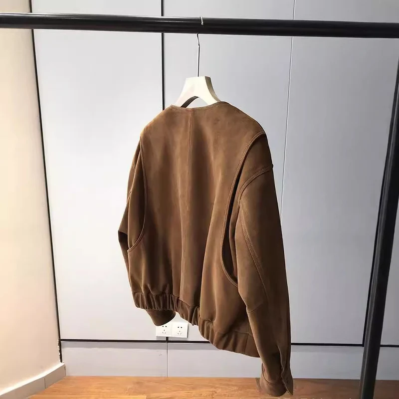 Damen Modische und lässige Wildlederjacke Nord Taschen