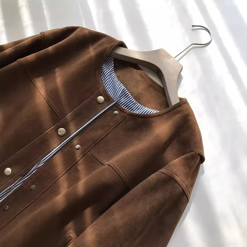 Damen Modische und lässige Wildlederjacke Nord Taschen