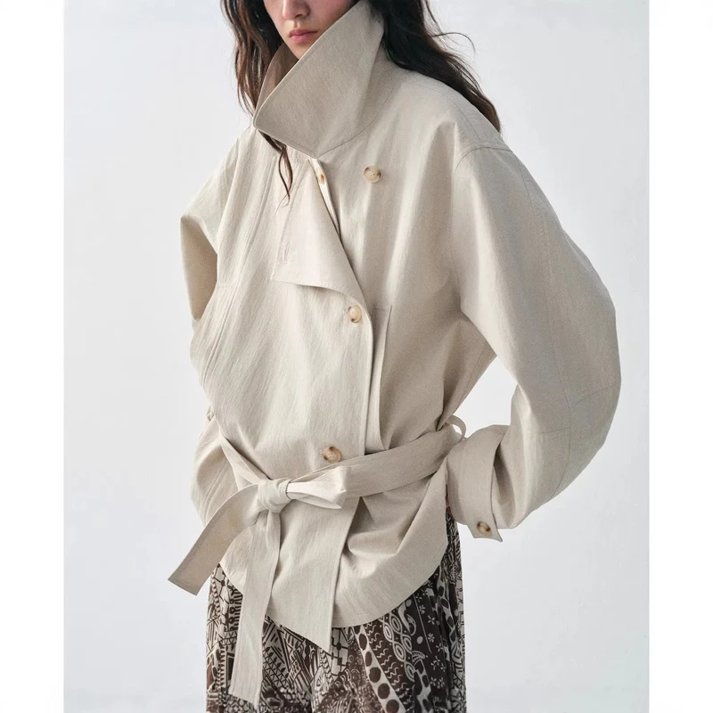 Damen Modische und lässige Jacke mit hohem Kragen Nord Taschen