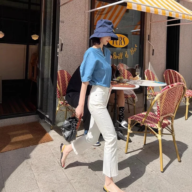 Damen Modische und lässige Baumwollbluse Nord Taschen