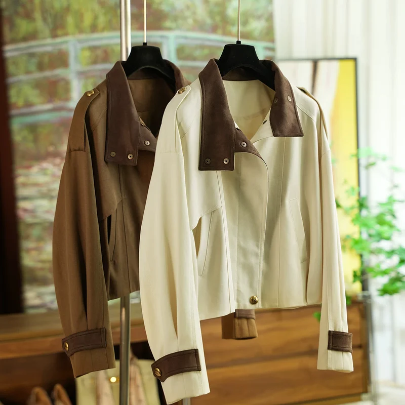 Damen Modische und elegante Kurzjacke mit samtigem Kragen Nord Taschen
