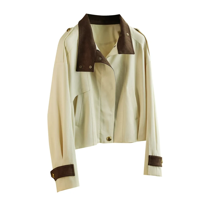 Damen Modische und elegante Kurzjacke mit samtigem Kragen Nord Taschen