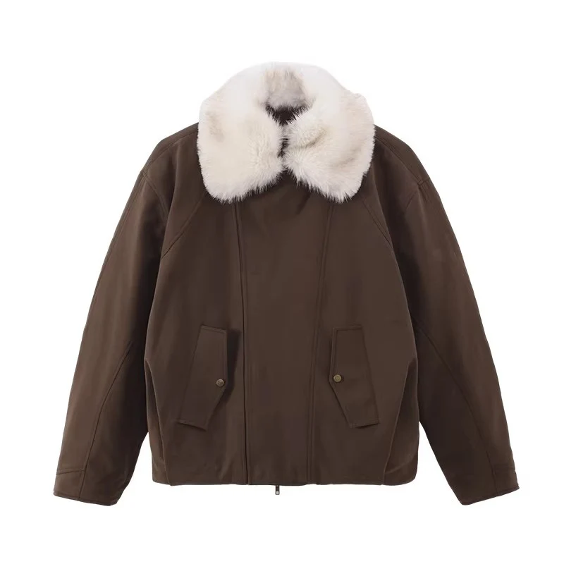 Damen Modische und bequeme Übergangsjacke mit Teddykragen Nord Taschen
