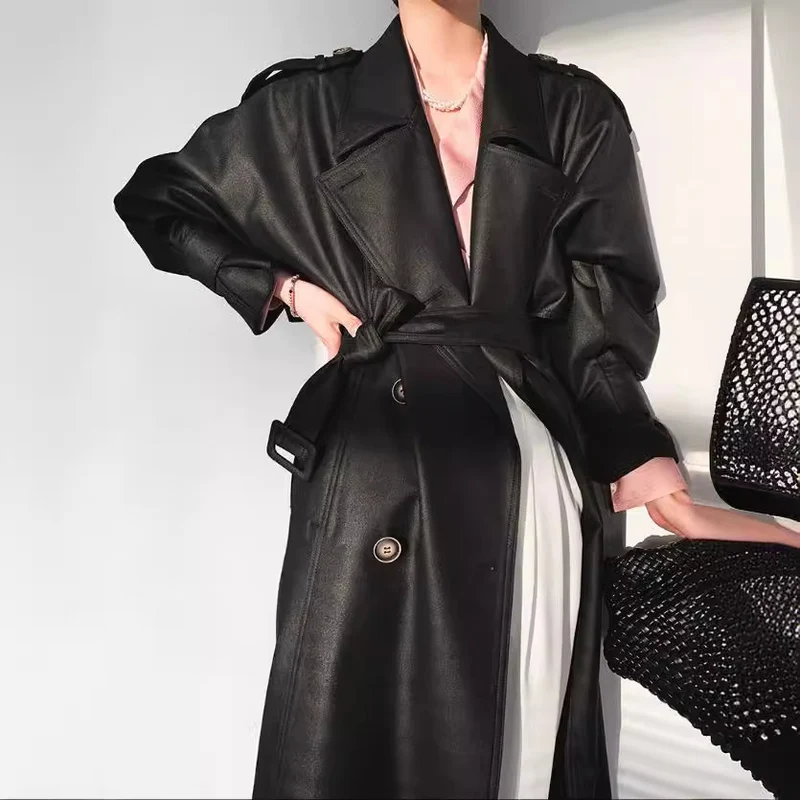 Damen Modische Kunstleder-Trenchcoat Nord Taschen