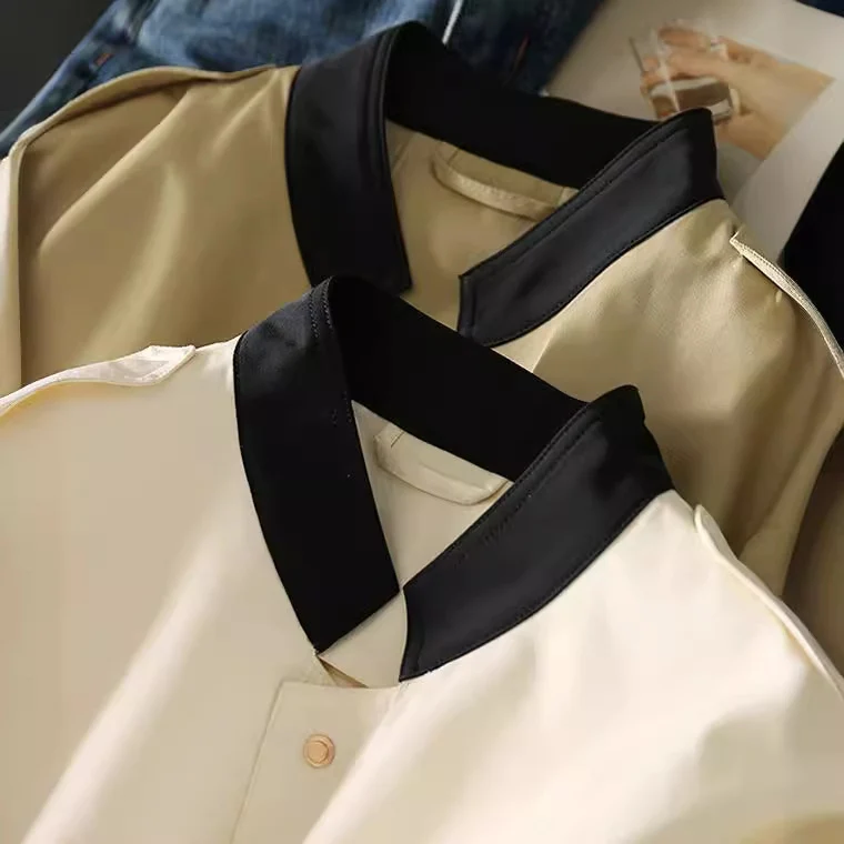 Damen Modische Jacke mit Stehkragen und Knopfleiste Nord Taschen