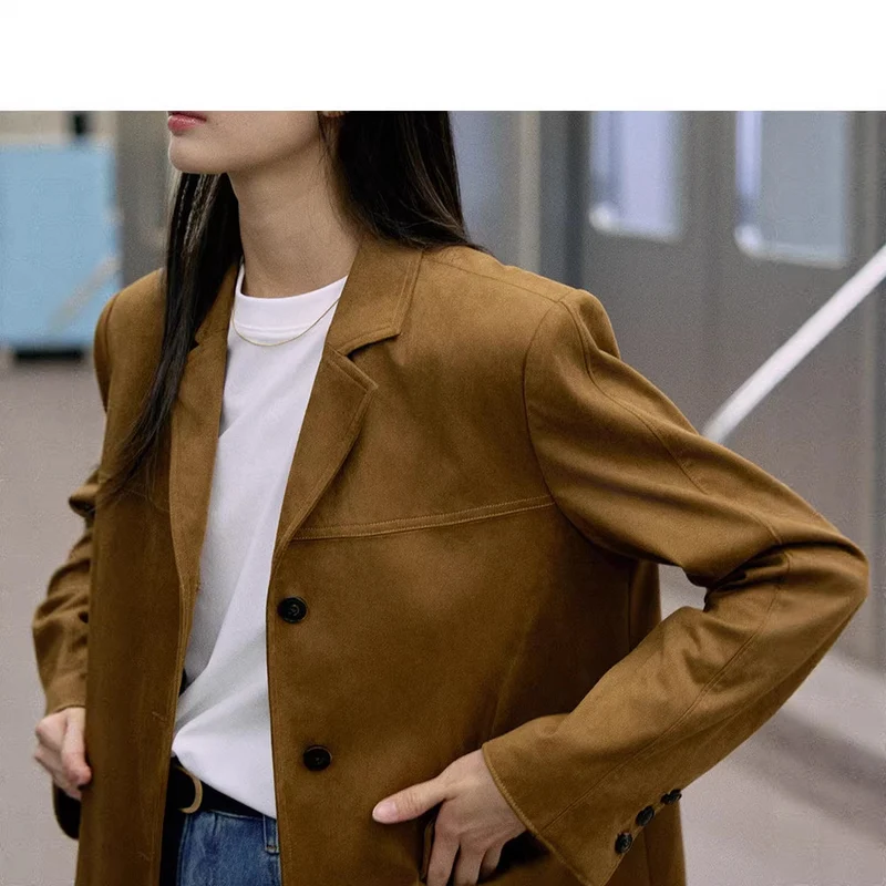Damen Modischer Wollblazer mit tiefem V-Ausschnitt Nord Taschen