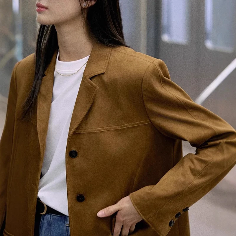 Damen Modischer Wollblazer mit tiefem V-Ausschnitt Nord Taschen