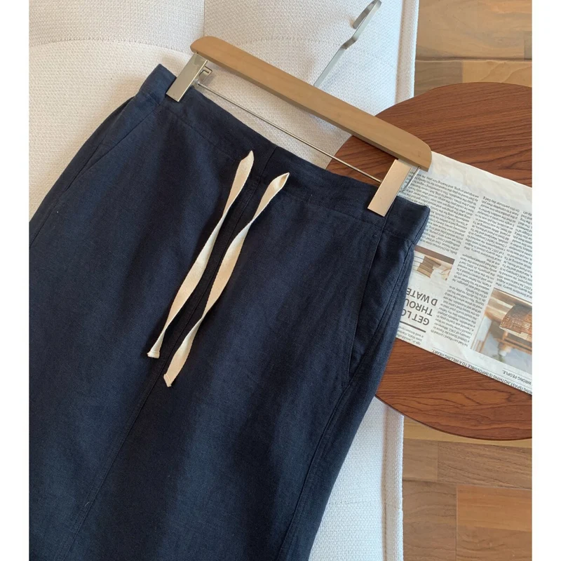 Damen Legere Leinenbluse Nord Taschen
