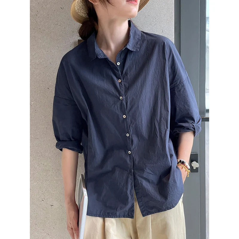 Damen Legere Baumwollbluse Nord Taschen