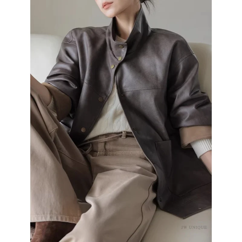 Damen Lederjacke mit modernem Schnitt Nord Taschen