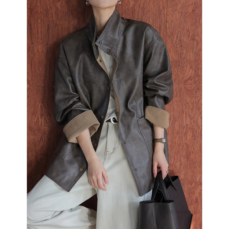 Damen Lederjacke mit modernem Schnitt Nord Taschen