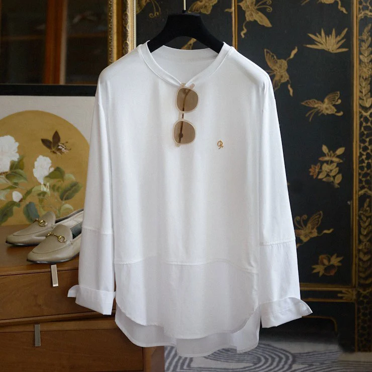 Damen Lässiges Langarmshirt mit elegantem Schnitt Nord Taschen