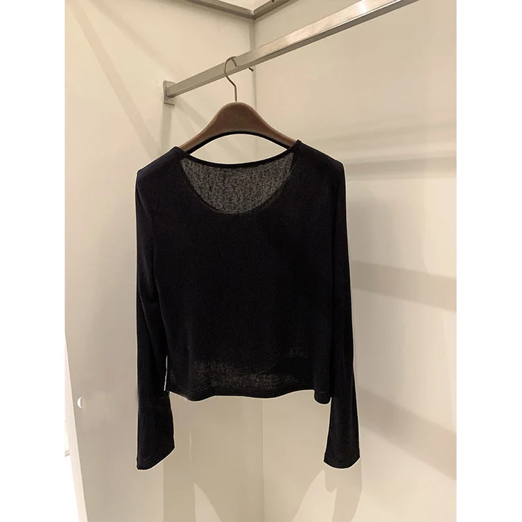 Damen Lässiges Langarmshirt mit asymmetrischem Schnitt Nord Taschen