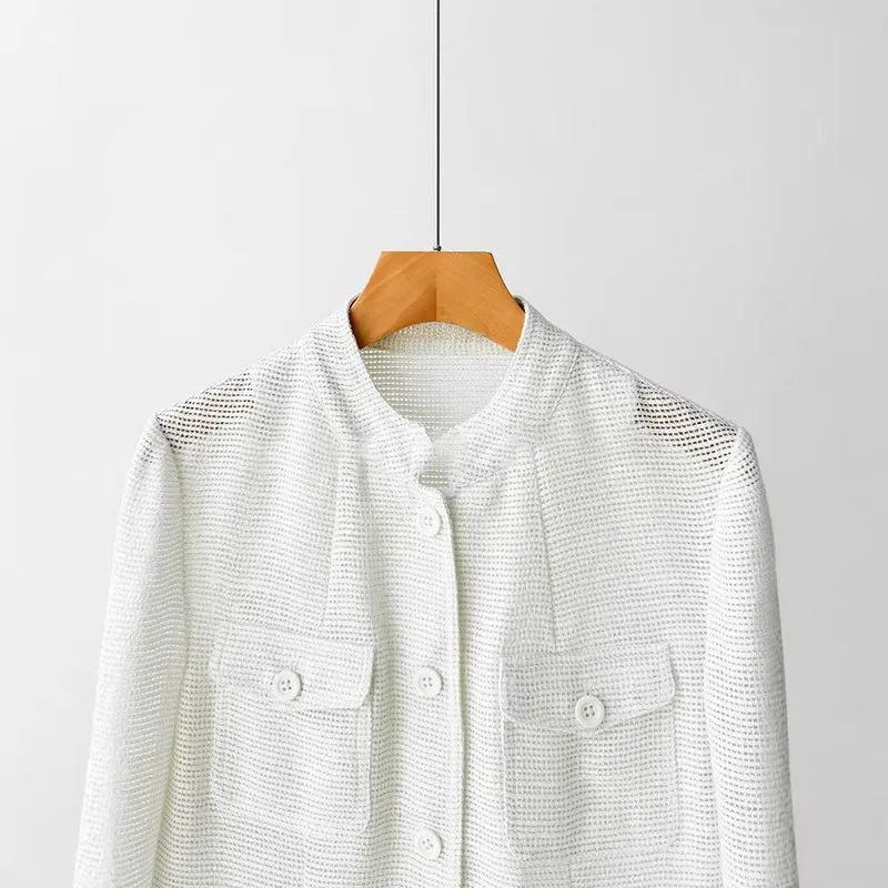 Damen Modische Boucléjacke mit praktischen Taschen Nord Taschen