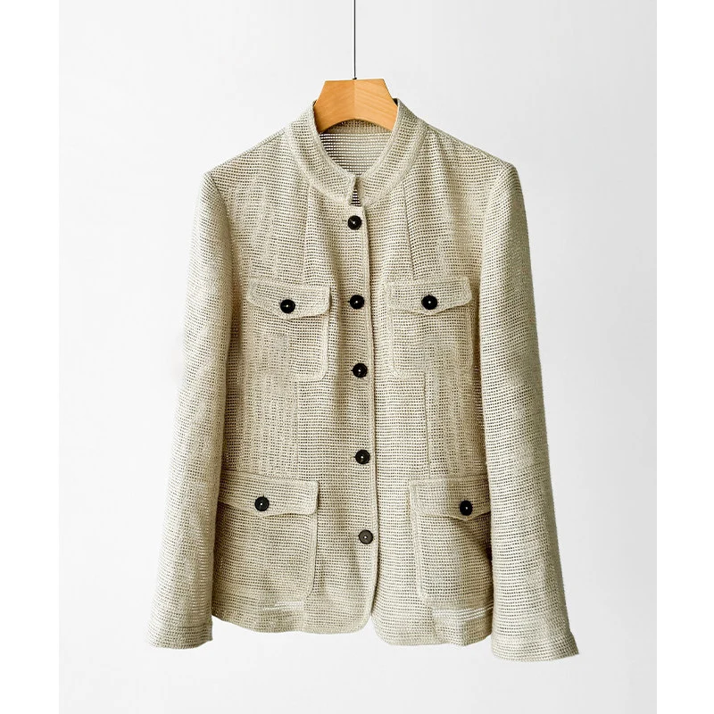 Damen Modische Boucléjacke mit praktischen Taschen Nord Taschen