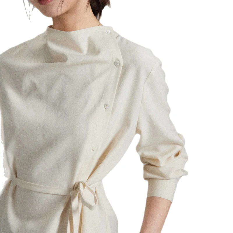 Damen Modische Bluse mit Wickel-Ausschnitt Nord Taschen