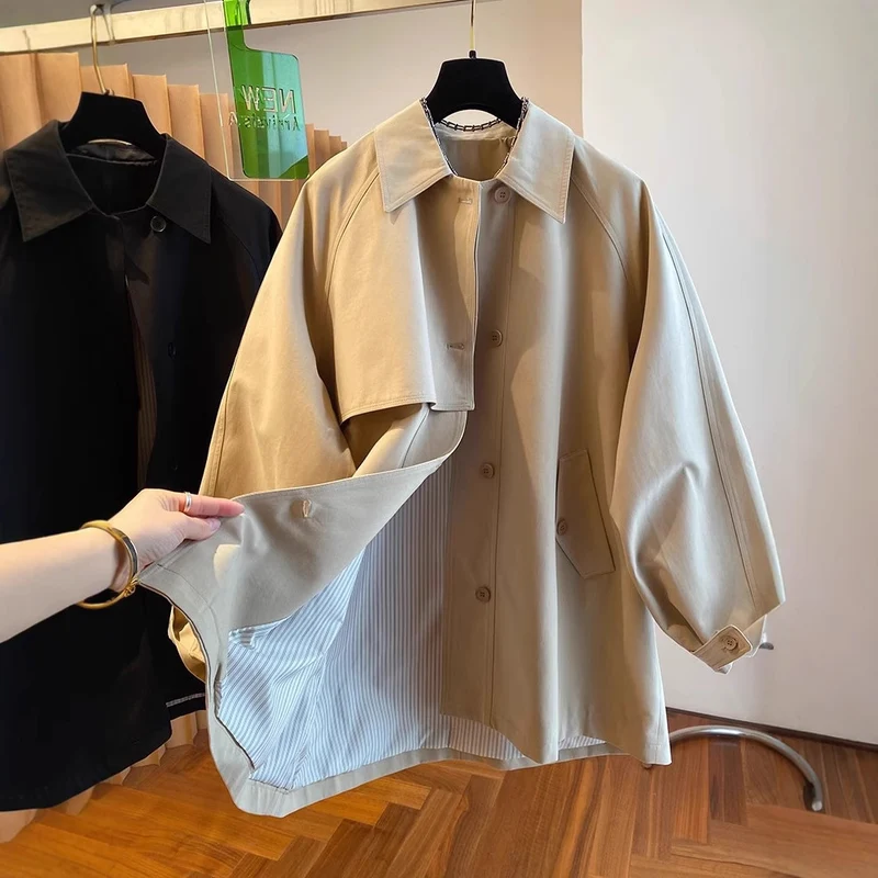 Damen Modische Übergangsjacke mit weitem Schnitt Nord Taschen