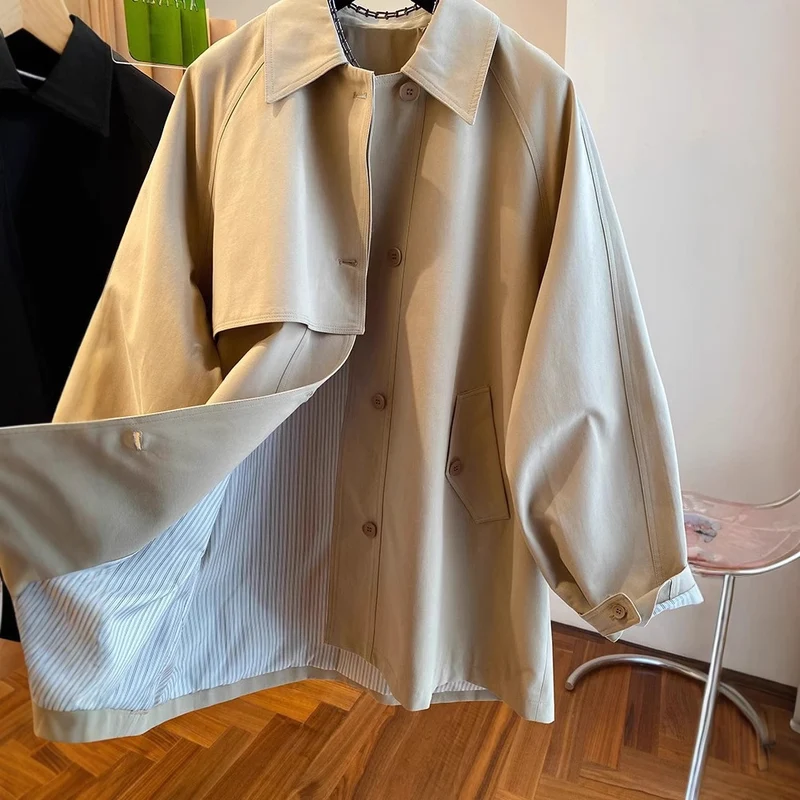 Damen Modische Übergangsjacke mit weitem Schnitt Nord Taschen