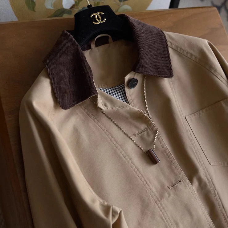 Damen Modische Übergangsjacke mit weichem Kragen Nord Taschen