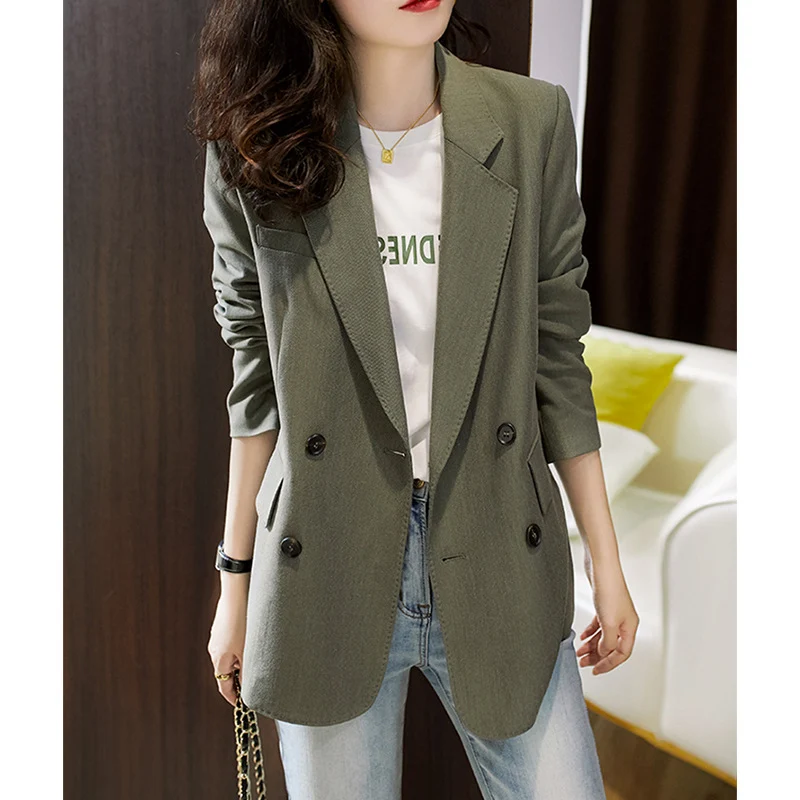 Damen Lässiger zweireihiger Blazer Nord Taschen