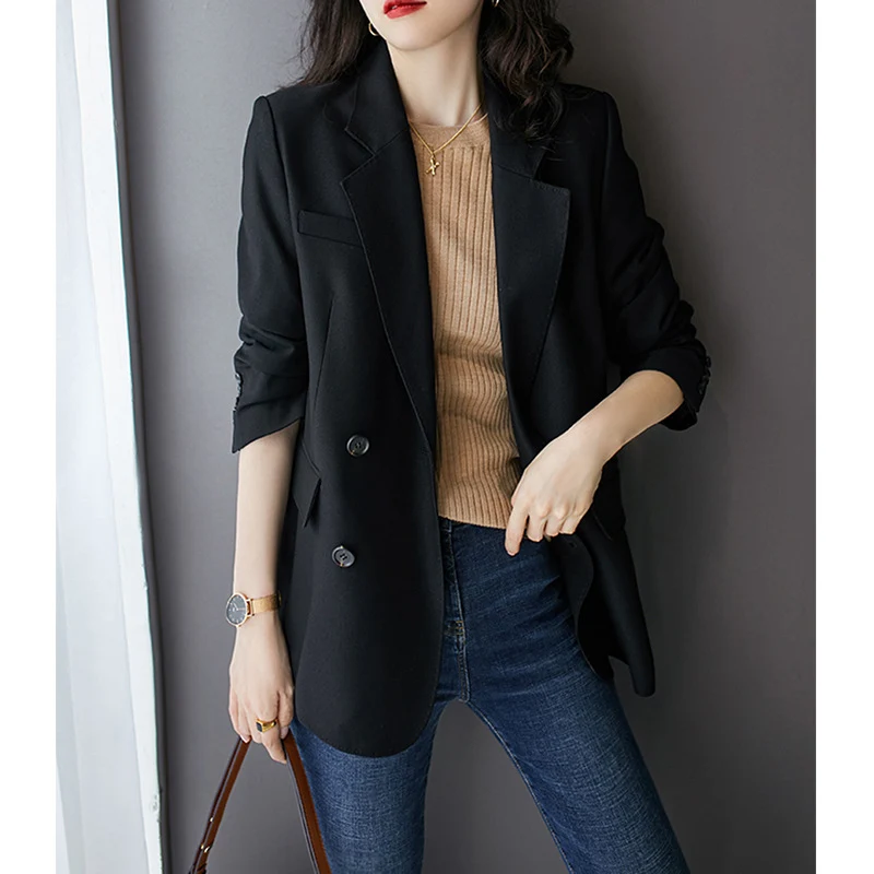 Damen Lässiger zweireihiger Blazer Nord Taschen