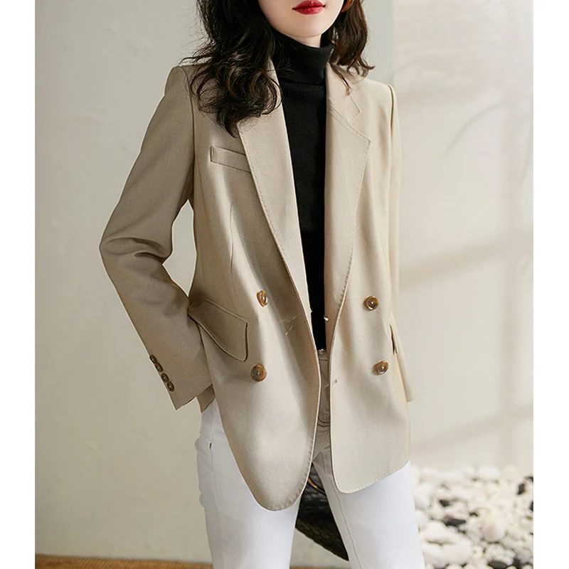 Damen Lässiger zweireihiger Blazer Nord Taschen