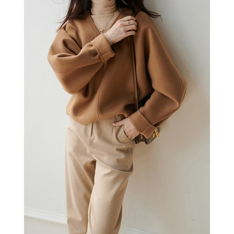 Damen Lässiger V-Ausschnitt Pullover Nord Taschen