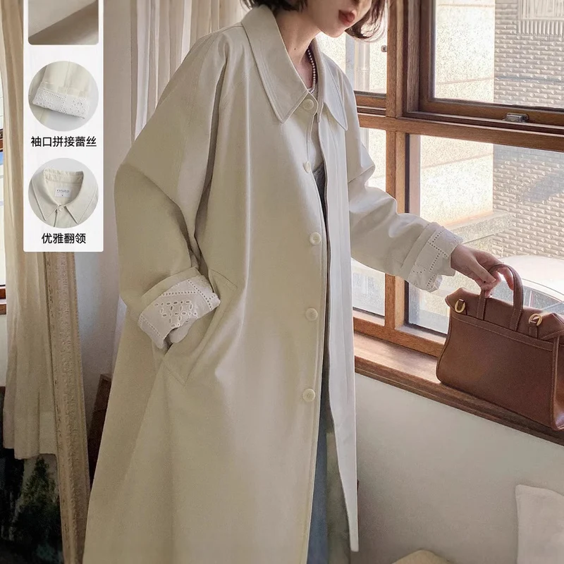 Damen Lässiger Oversized-Trenchcoat Nord Taschen