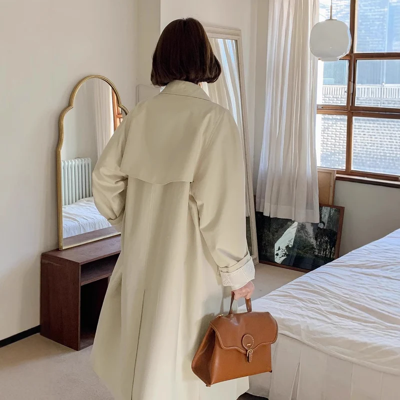 Damen Lässiger Oversized-Trenchcoat Nord Taschen