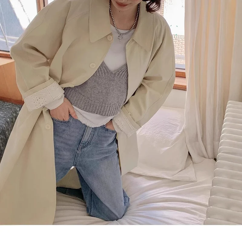 Damen Lässiger Oversized-Trenchcoat Nord Taschen