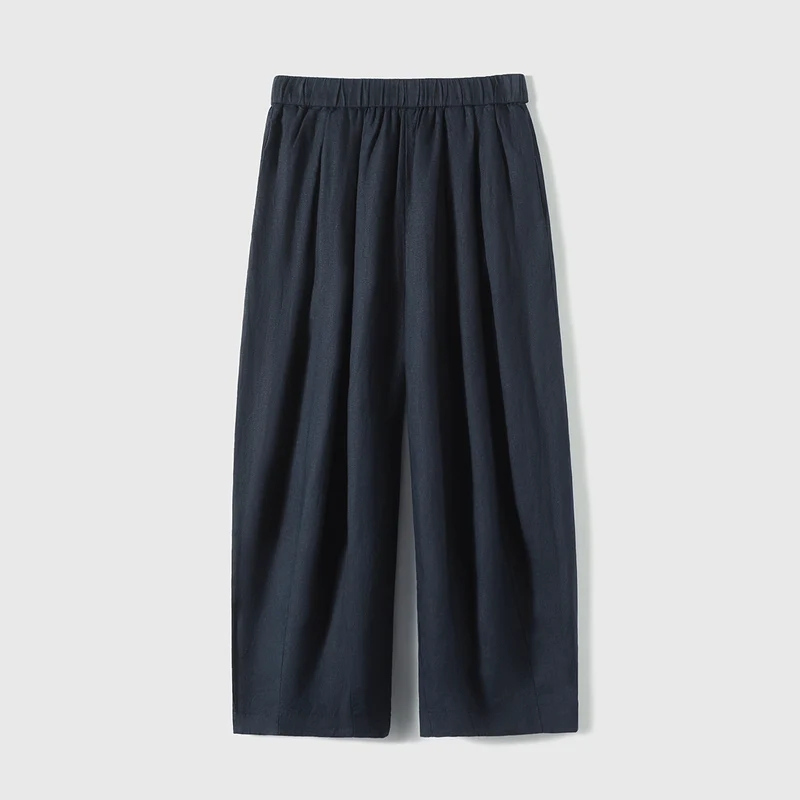Damen Lässige, weit geschnittene Leinenhose Nord Taschen