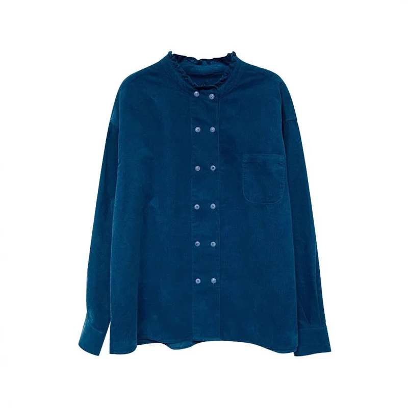 Damen Lässige Bluse mit Rüschensaum Nord Taschen