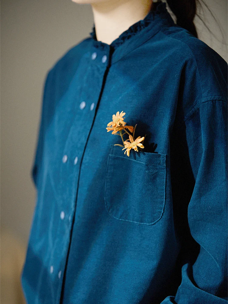 Damen Lässige Bluse mit Rüschensaum Nord Taschen