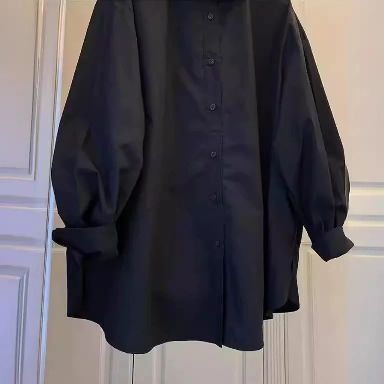 Damen Lässige Baumwollbluse mit Puffärmeln Nord Taschen