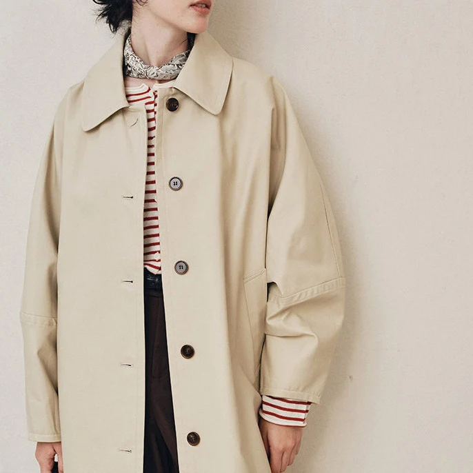 Damen Lange Trenchcoat Nord Taschen