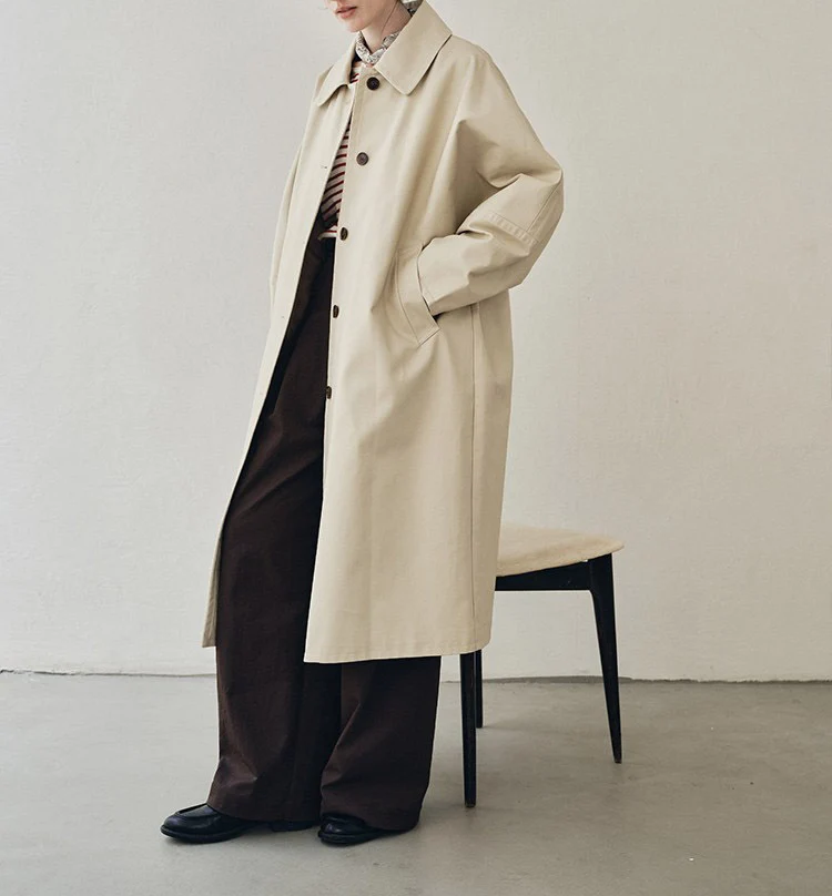 Damen Lange Trenchcoat Nord Taschen