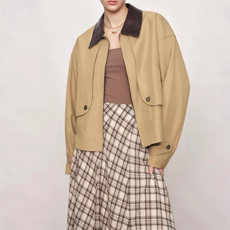 Damen Lässige und modische Übergangsjacke mit kontrastiertem Kragen Nord Taschen