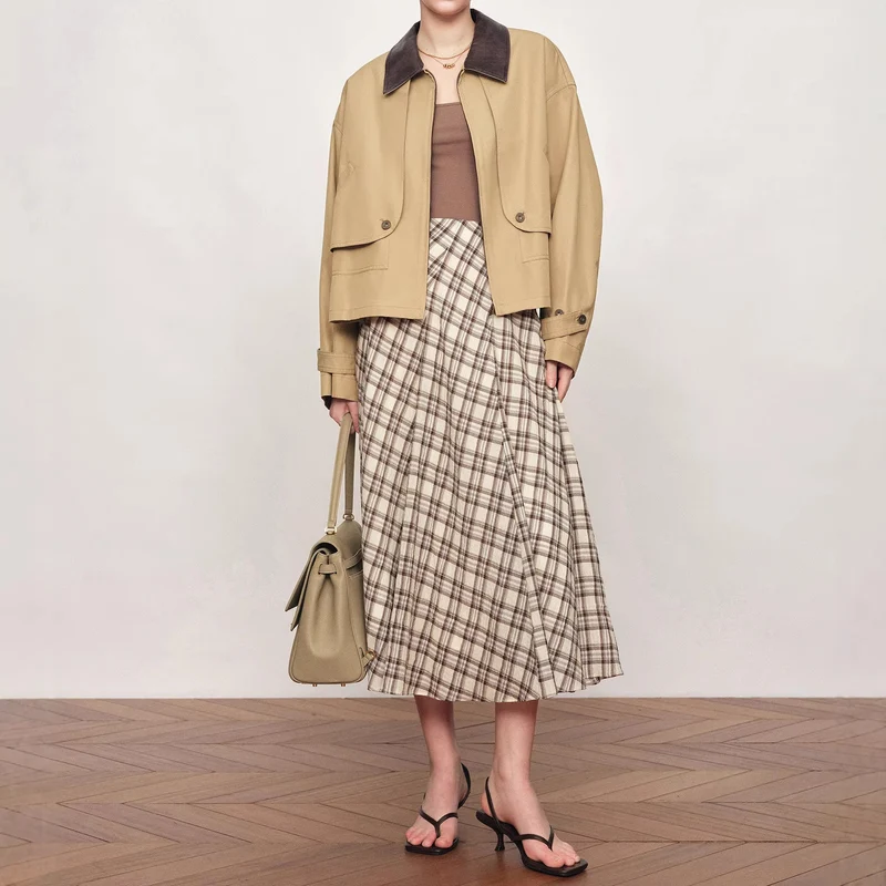 Damen Lässige und modische Übergangsjacke mit kontrastiertem Kragen Nord Taschen