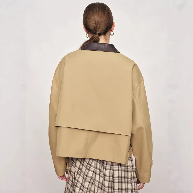 Damen Lässige und modische Übergangsjacke mit kontrastiertem Kragen Nord Taschen