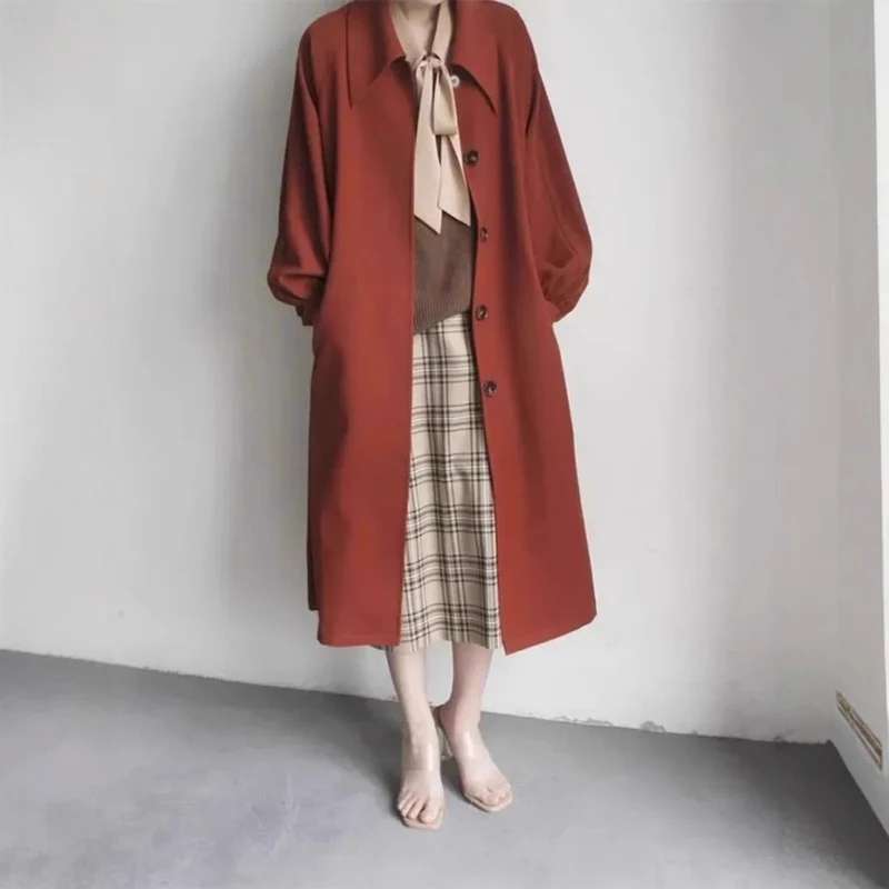 Damen Lange modische Jacke mit großem Kragen Nord Taschen