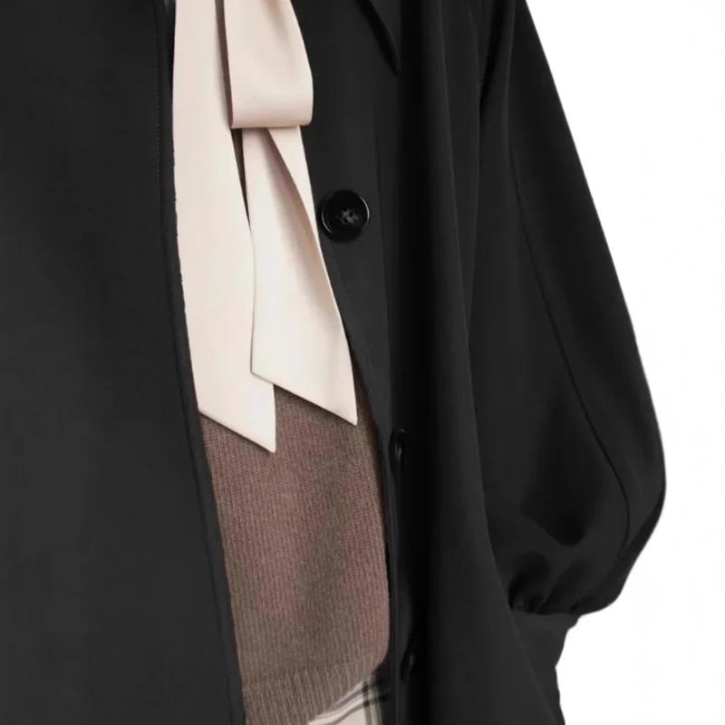 Damen Lange modische Jacke mit großem Kragen Nord Taschen