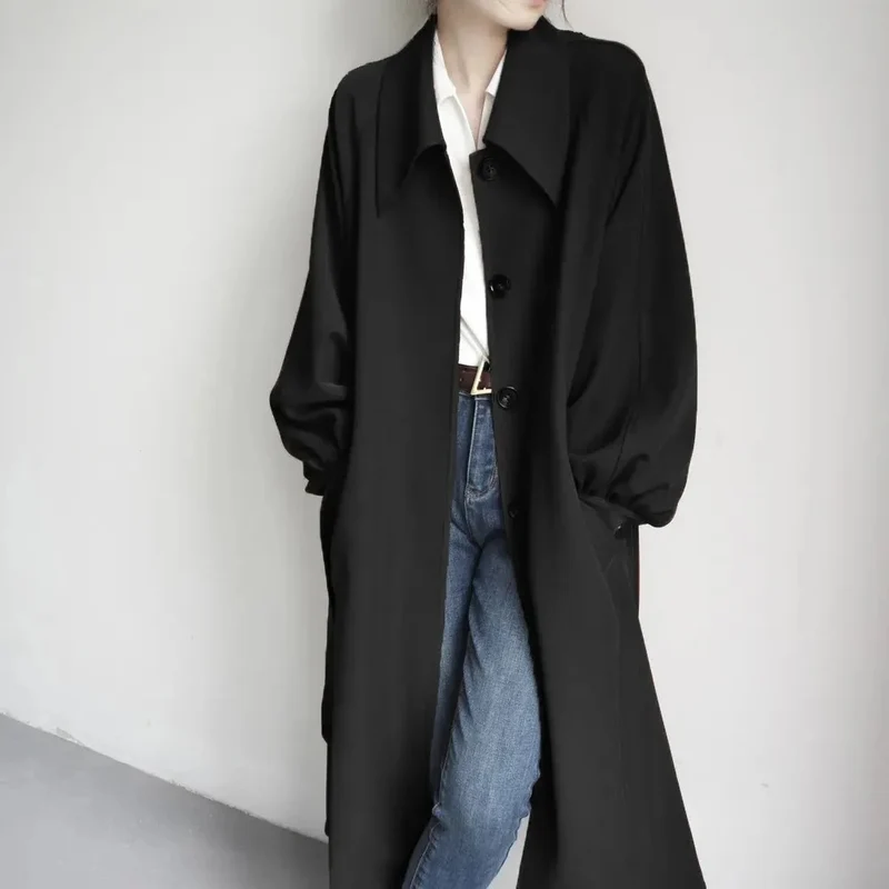 Damen Lange modische Jacke mit großem Kragen Nord Taschen