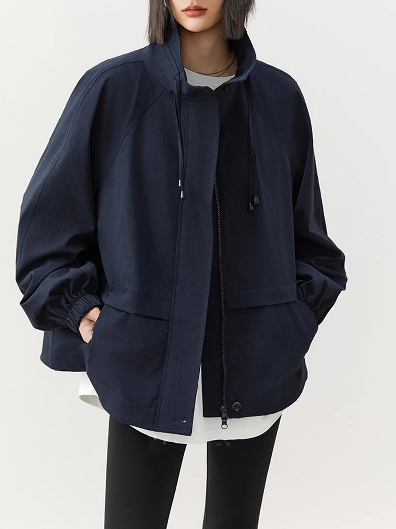 Damen lässige Übergangsjacke mit hohem Kragen Nord Taschen