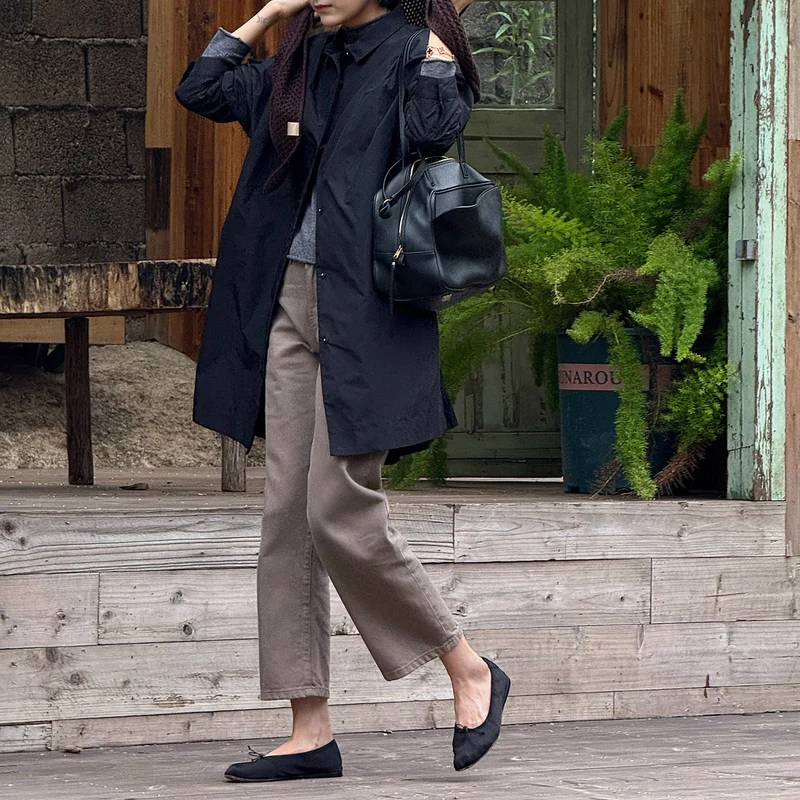 Damen Lässige Oversized Bluse Nord Taschen