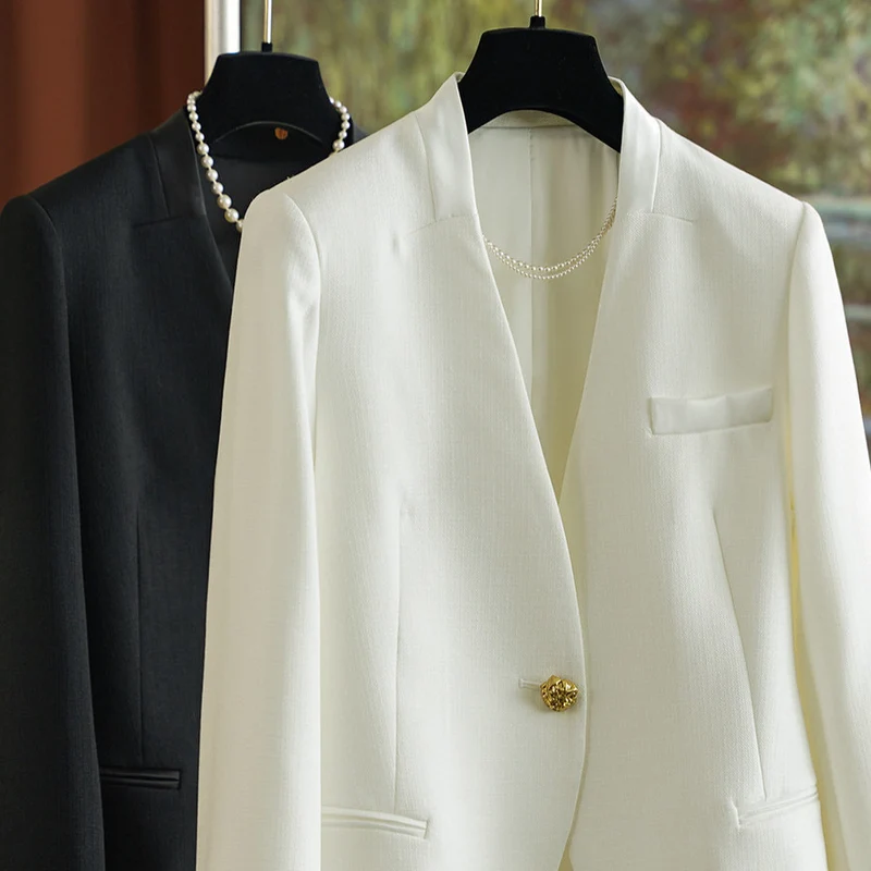 Damen Klassischer Blazer mit glänzendem Knopf Nord Taschen