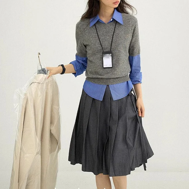 Damen Klassische Hemdbluse mit feinem Streifenmuster Nord Taschen