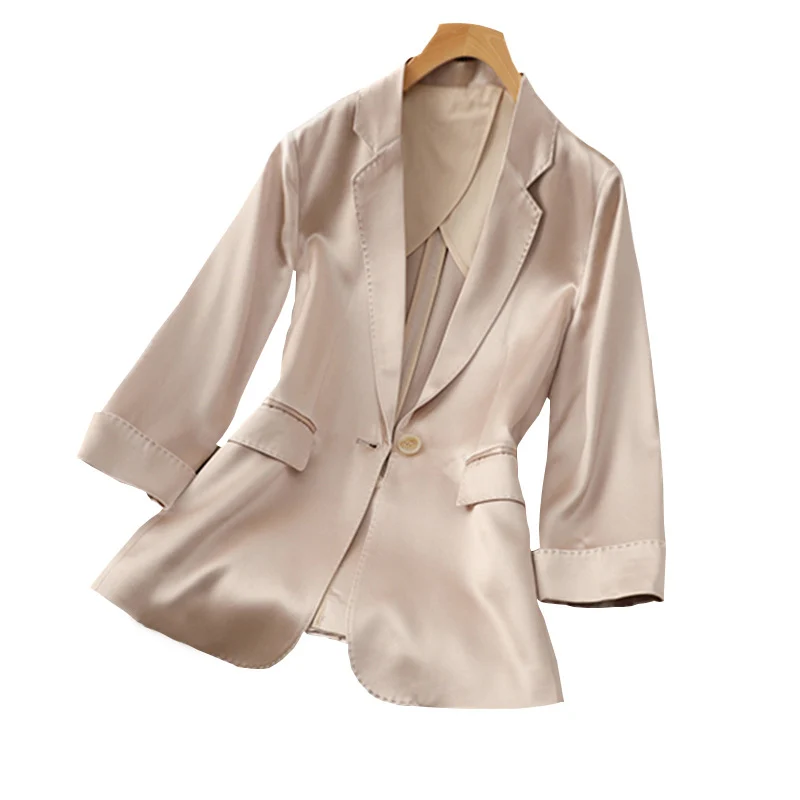 Damen Hochwertiger Satin-Blazer Nord Taschen